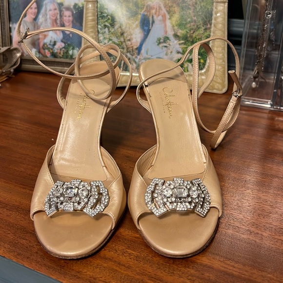 Art deco style Cole haan strappy champagne sandals with stunning rhinestones - Picture 1 of 8
